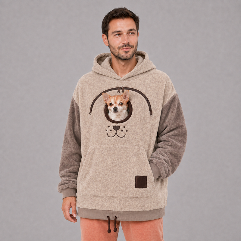 Cream Pet Carrier Hoodie, second model